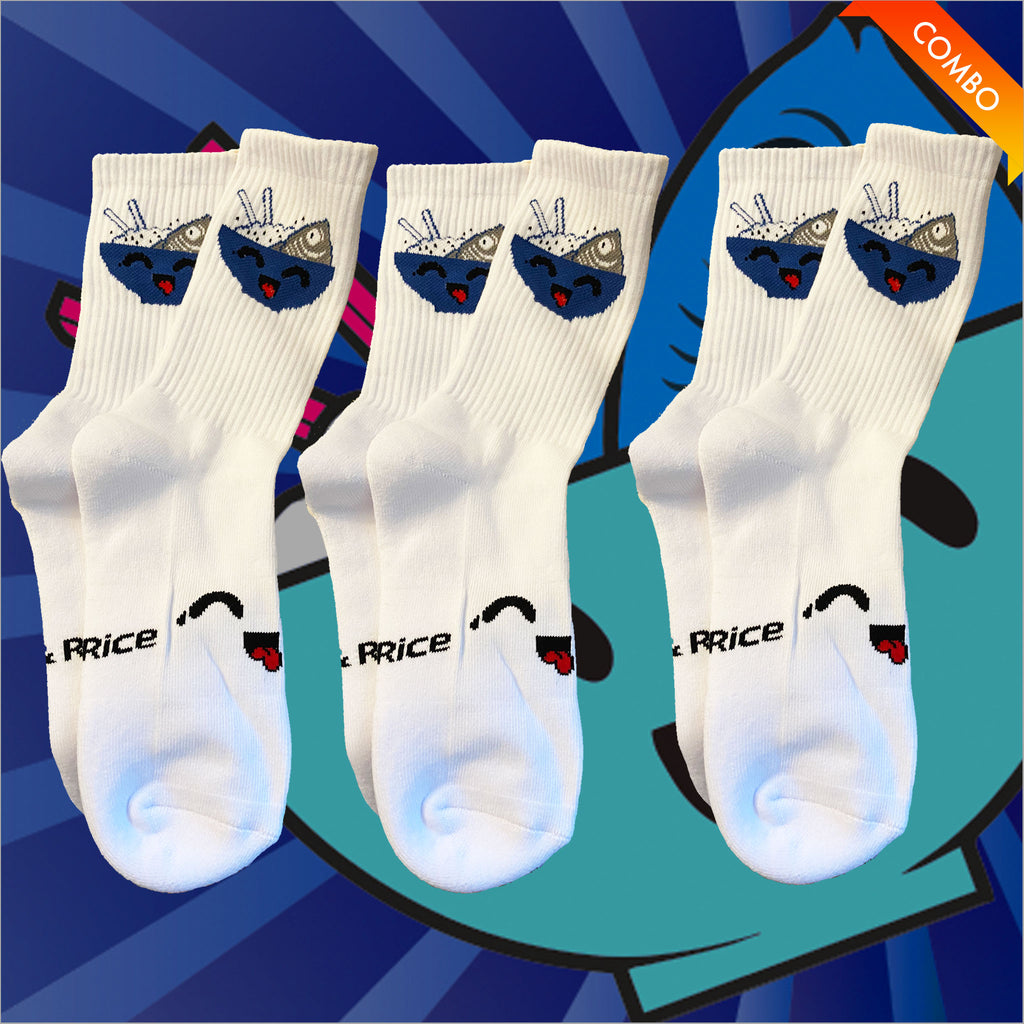 Fish and Rice 3 pair of Socks Combo